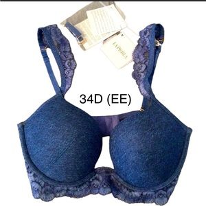 La Perla Denim Lace Padded Push Up Bra